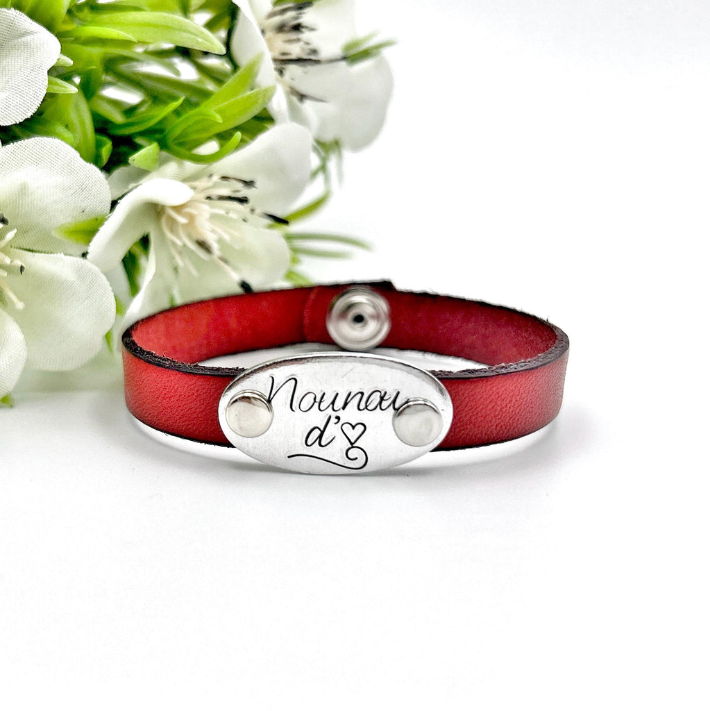 Cadeau Nounou, Bijoux Nounou, Nounou d'Amour, Bracelet en Cuir