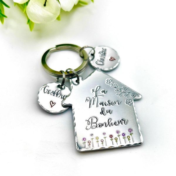 La Maison de Bonheur, Home is Where the Heart Is, Gift New Home Owner, New House Gift, Couples New Home Keyring