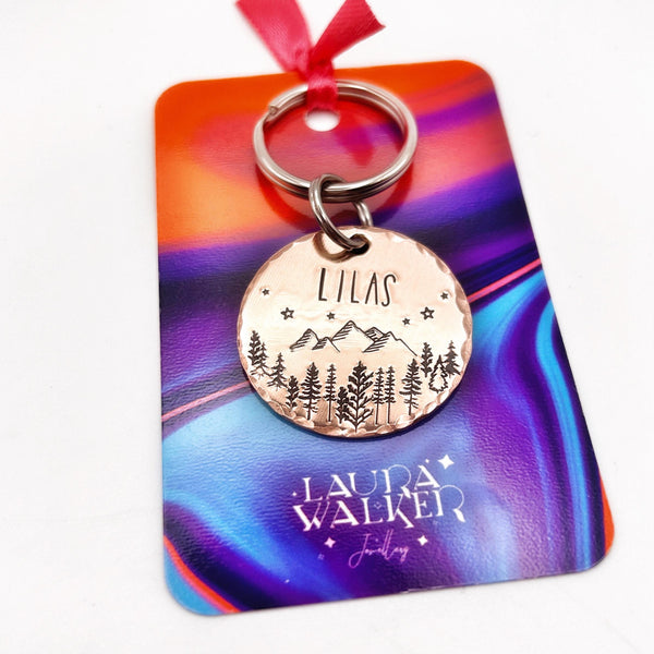 Médaille pour Chien en Cuivre, Médaillon en Laiton, Montagnes, Forêt