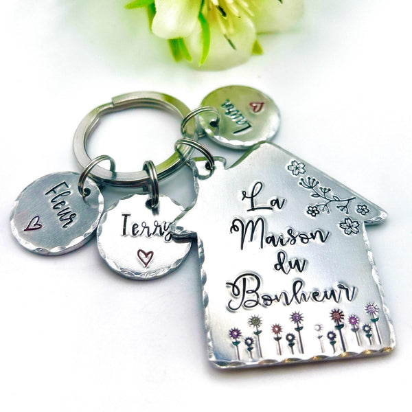 La Maison de Bonheur, Home is Where the Heart Is, Gift New Home Owner, New House Gift, Couples New Home Keyring