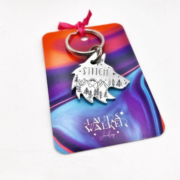 Silver Wolf Tag, Custom Dog Tag, Personalised Pet tag