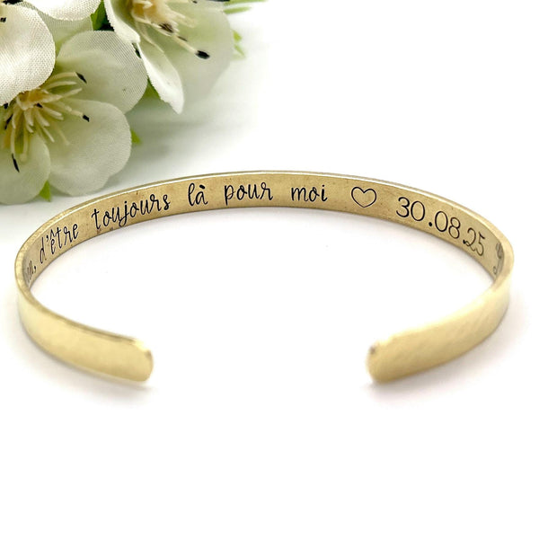 Manchette Femme en Cuivre, Bracelet Laiton, Jonc Bracelet en Cuivre à Personnaliser