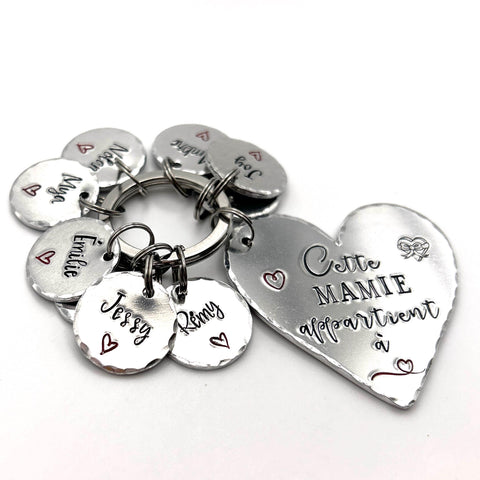 Cadeau Personnalisé pour Mamie, Porte Clé Personnalisé pour Mamie
