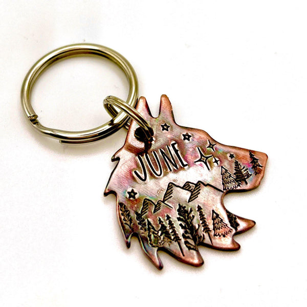 Médaillon pour Chien en forme de Loup, Médaille pour Husky, Tête de Loup en Cuivre