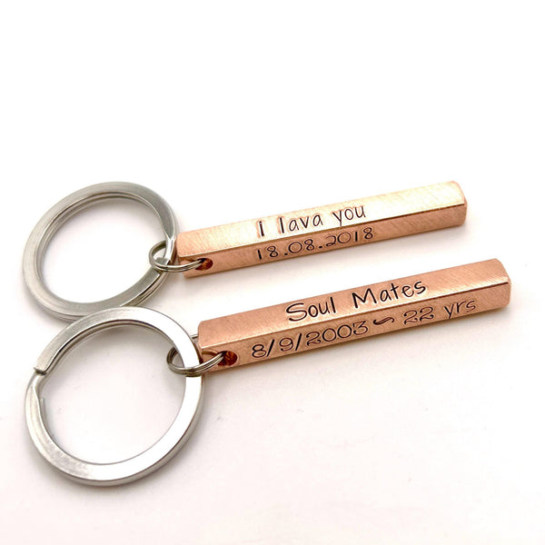 Cadeau personnalisé en cuivre – Porte clé en cuivre – Cadeau noces de cuivre (7 ans) ou pendaison de crémaillère