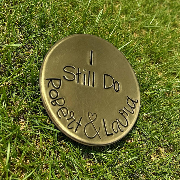 Brass Golf Ball Marker – I Still Do – Copper Anniversary Gift, Golf Token