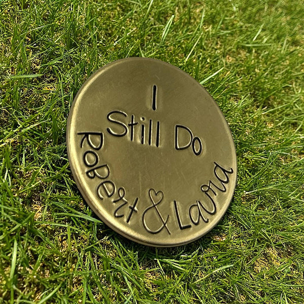 Brass Golf Ball Marker – I Still Do – Copper Anniversary Gift, Golf Token