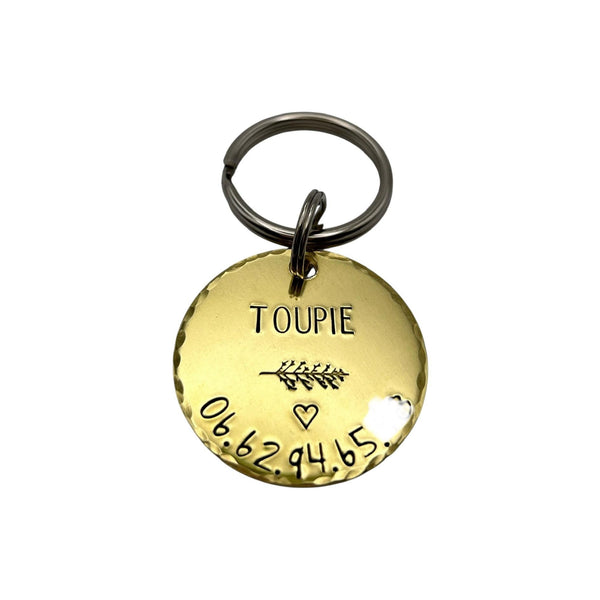 Médaillon d'identité Chien, Médaillon Personnalisé, Laiton, Médaille Ronde