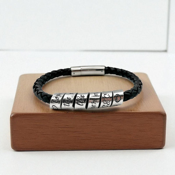 Bracelet Homme Gravé Message Secret, Bracelet Personnalisé en Cuir, Fête des Pères, Cadeau St Valentin