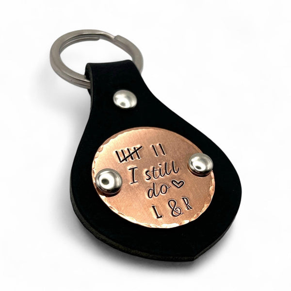 Porte Clé en Cuir, Cadeau d'Anniversaire de Mariage, Cadeau en Cuivre, Barres de Comptage