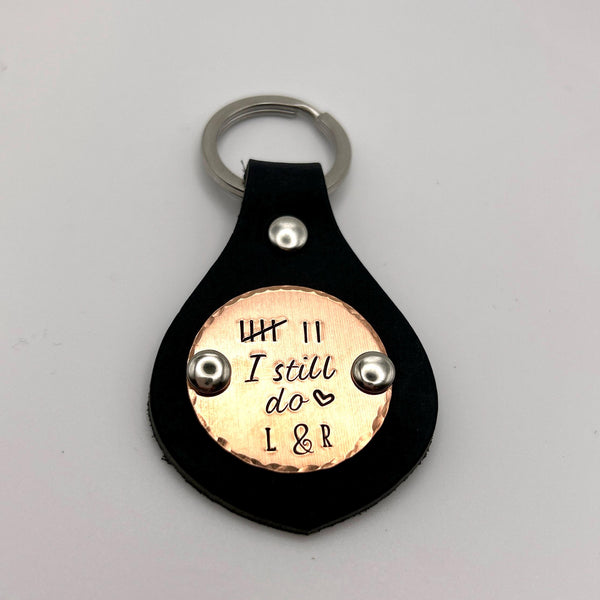 Porte Clé en Cuir, Cadeau d'Anniversaire de Mariage, Cadeau en Cuivre, Barres de Comptage