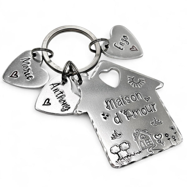Maison d'Amour porte-clés - cadeau pendaison de crémaillère - porte-clés prénoms enfants