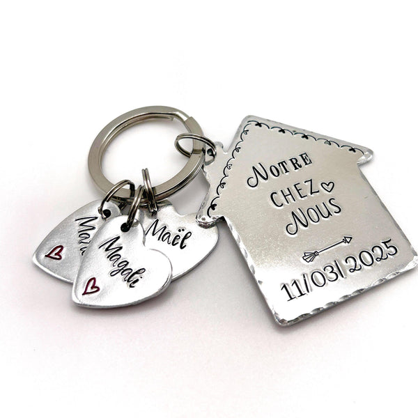 Porte Clé Gravé Notre Chez Nous, Porté Clé Les Clés de Chez Nous, Porte Clé Personnalisé, Idée Cadeau Nouvelle Maison