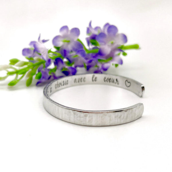 Manchette Femme, Bracelet avec Message Personnalisé, Cadeau pour Meilleure Amie, Bijou Personnalisé