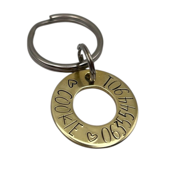 Plaque d’identification pour chien personnalisée – gravée à la main en cuivre ou laiton - rondelle chien