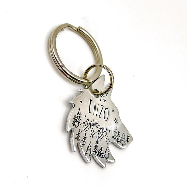 Silver Wolf Tag, Custom Dog Tag, Personalised Pet tag