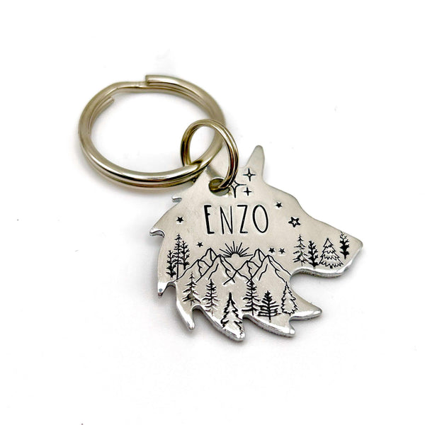 Silver Wolf Tag, Custom Dog Tag, Personalised Pet tag
