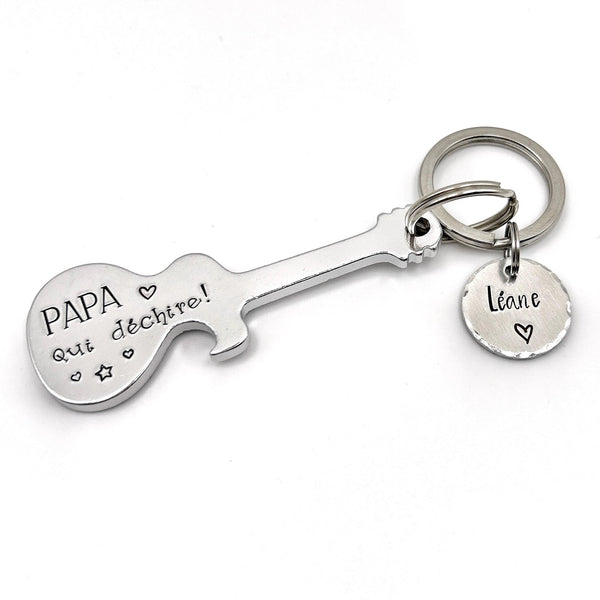 Décapsuleur Papa, Cadeau Guitare, Porte Clé Guitare Papa