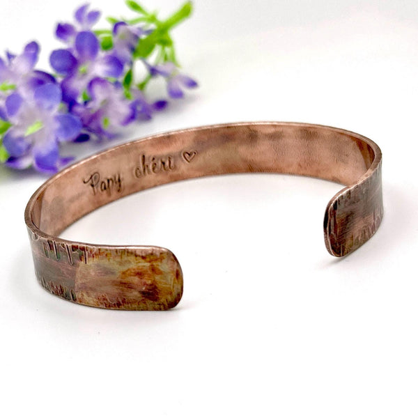 Bracelet Homme en Cuivre, Bracelet Saint Valentin, Message Personnalisé, Cadeau Mari