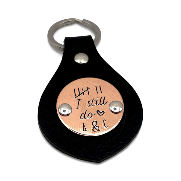 Porte Clé en Cuir, Cadeau d'Anniversaire de Mariage, Cadeau en Cuivre, Barres de Comptage