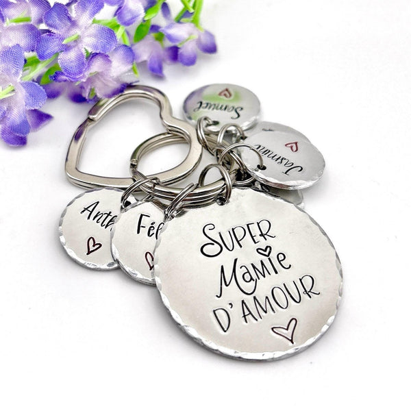 French Grandma Keychain, Gift for Mamie