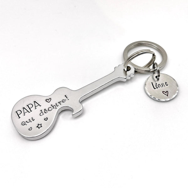 Décapsuleur Papa, Cadeau Guitare, Porte Clé Guitare Papa