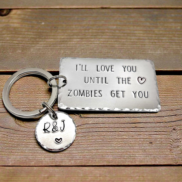 Zombie Keychain, Zombie Gift Partner, Until the Zombies Get You Gift, Zombie Keyring Friend