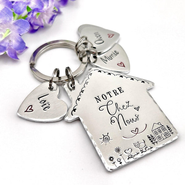 Notre Chez Nous porte-clés - cadeau pendaison de crémaillère - porte-clés prénoms enfants