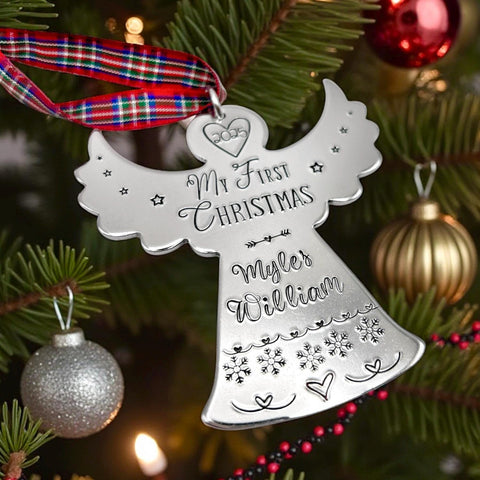 Boule de Noël Personnalisée avec Prénom, Ange de Noël Personnalisé, Mon Premier Noël