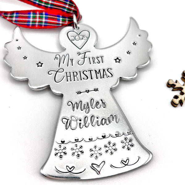 Boule de Noël Personnalisée avec Prénom, Ange de Noël Personnalisé, Mon Premier Noël