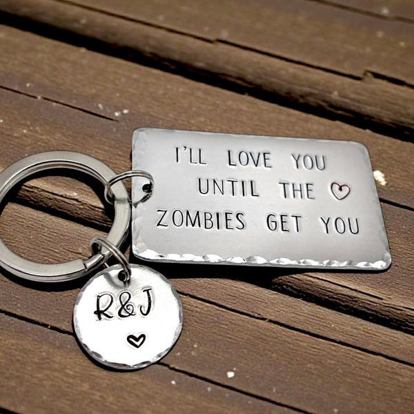 Zombie Keychain, Zombie Gift Partner, Until the Zombies Get You Gift, Zombie Keyring Friend