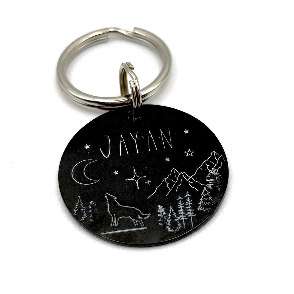 Médaillon d'identité Chien, Médaillon Personnalisé, Médaille Chien Montagne, Noir Médaillon Chien