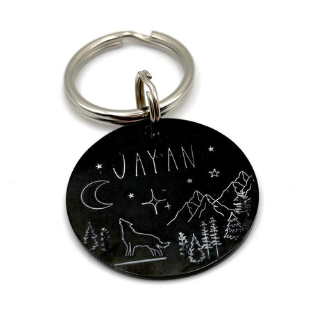 Médaillon d'identité Chien, Médaillon Personnalisé, Médaille Chien Montagne, Noir Médaillon Chien