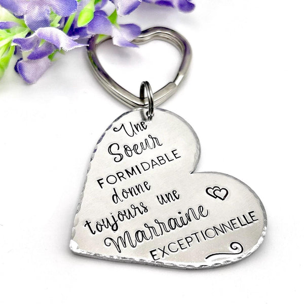 Cadeau Marraine Soeur - Porte clef Marraine - Annonce Marraine