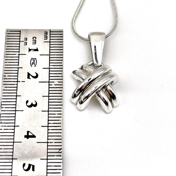 Pendentif en argent 925 moderne | Design entrelacé | Bijou artisanal | Avec ou sans chaîne serpent 1,2 mm