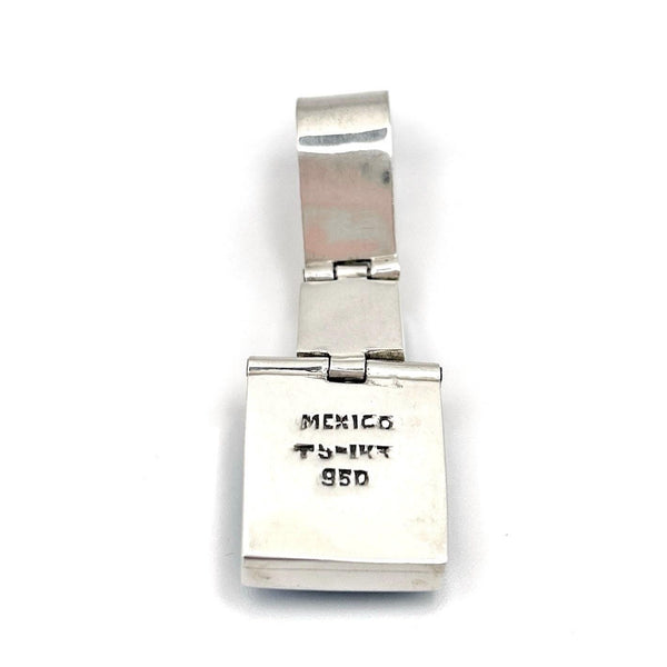 Pendentif Argent Mexicain 950 Vintage – Turquoise Composite – Bijou Taxco Moderniste
