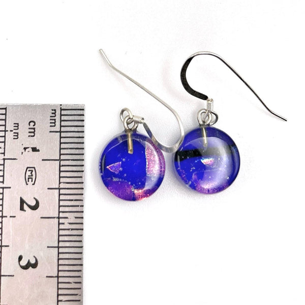 Boucles d'Oreilles en Verre - Violet Irisé - Cadeau Femme
