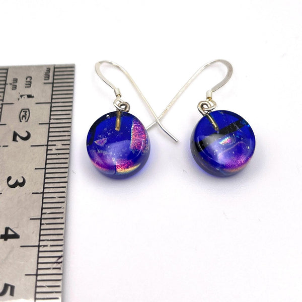 Boucles d'Oreilles en Verre - Violet Irisé - Cadeau Femme