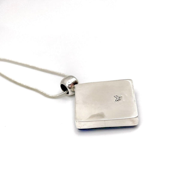 Pendentif en argent massif et verre fusionné - Collier Bleu - Cadeau Femme Saint Valentin