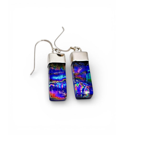 Boucles d’oreilles en verre dichroïque et argent sterling -Bijou d’art en verre - Idée Cadeau Soeur
