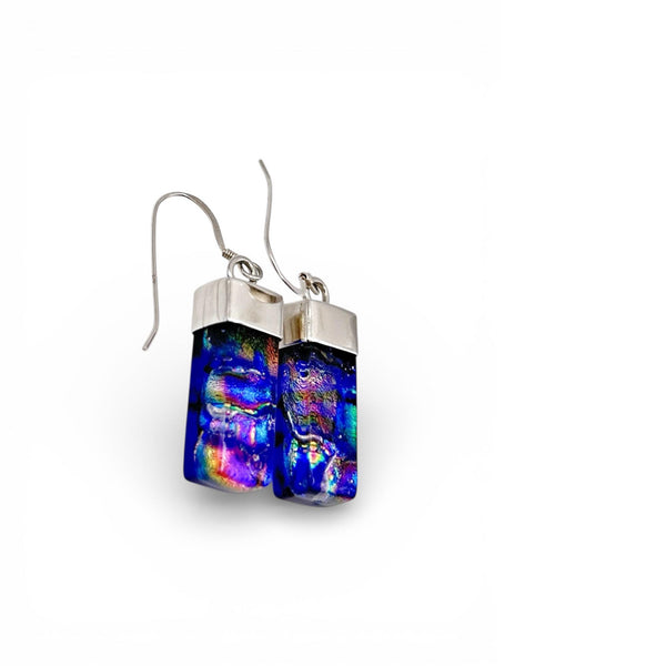 Boucles d’oreilles en verre dichroïque et argent sterling -Bijou d’art en verre - Idée Cadeau Soeur
