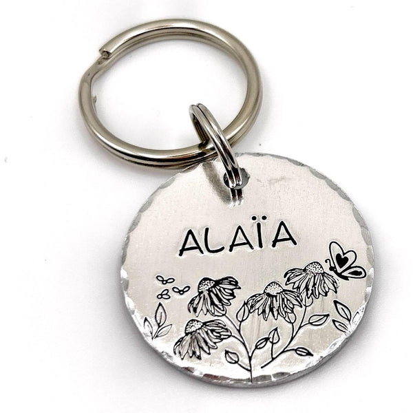 Custom Dog Identification Tag, Personalized Pet ID Tag, Dog Tag with Sunflowers