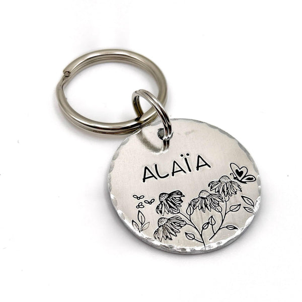 Custom Dog Identification Tag, Personalized Pet ID Tag, Dog Tag with Sunflowers