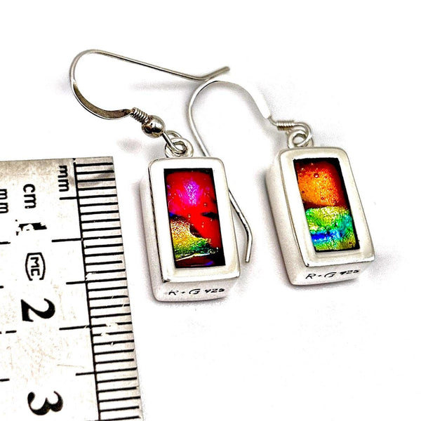 Magnifique Boucles d’oreilles en verre et argent massif - Multicolore - Idée cadeau Fête des Mères