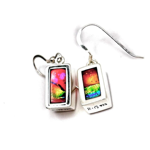 Magnifique Boucles d’oreilles en verre et argent massif - Multicolore - Idée cadeau Fête des Mères