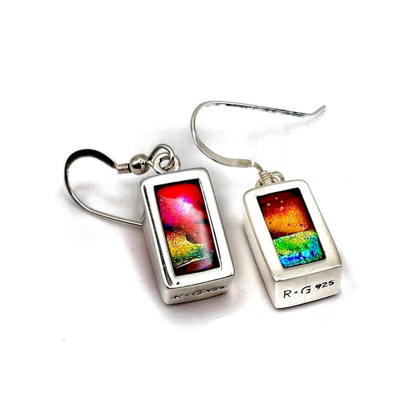 Magnifique Boucles d’oreilles en verre et argent massif - Multicolore - Idée cadeau Fête des Mères