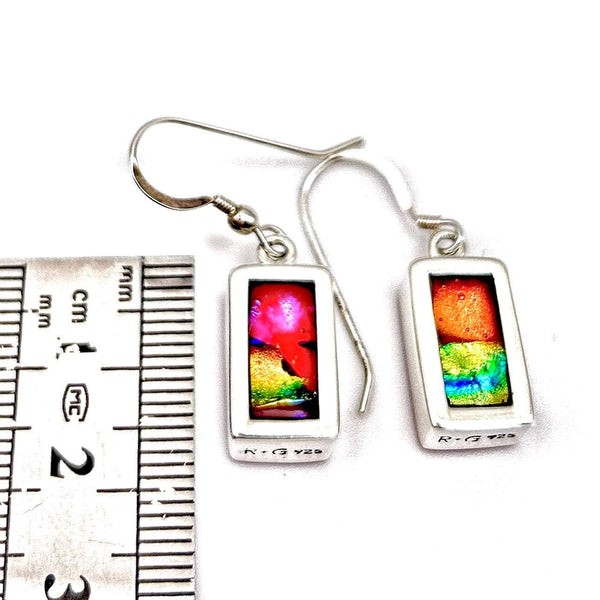 Magnifique Boucles d’oreilles en verre et argent massif - Multicolore - Idée cadeau Fête des Mères