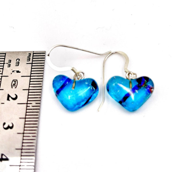 Boucles d'Oreilles en Verre - Bleu Irisé - Cadeau Femme