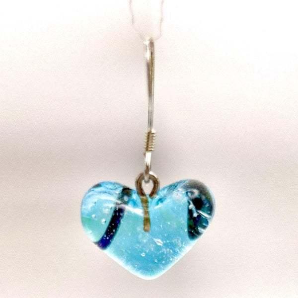 Boucles d'Oreilles en Verre - Bleu Irisé - Cadeau Femme