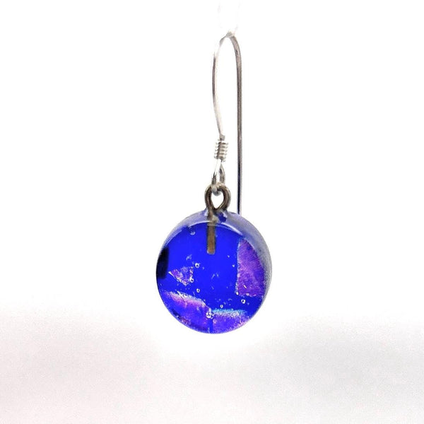 Boucles d'Oreilles en Verre - Violet Irisé - Cadeau Femme